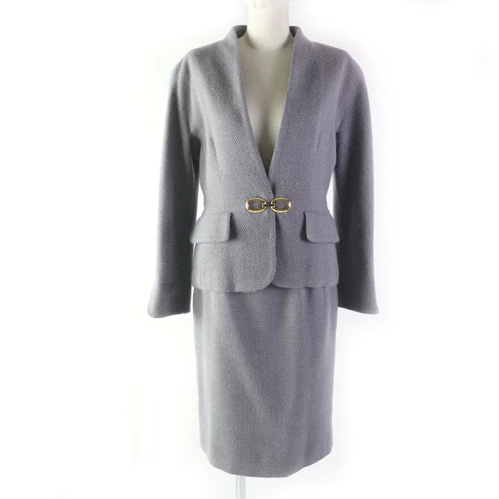 Christian Dior Gray Skirt Suit Set - Size M.