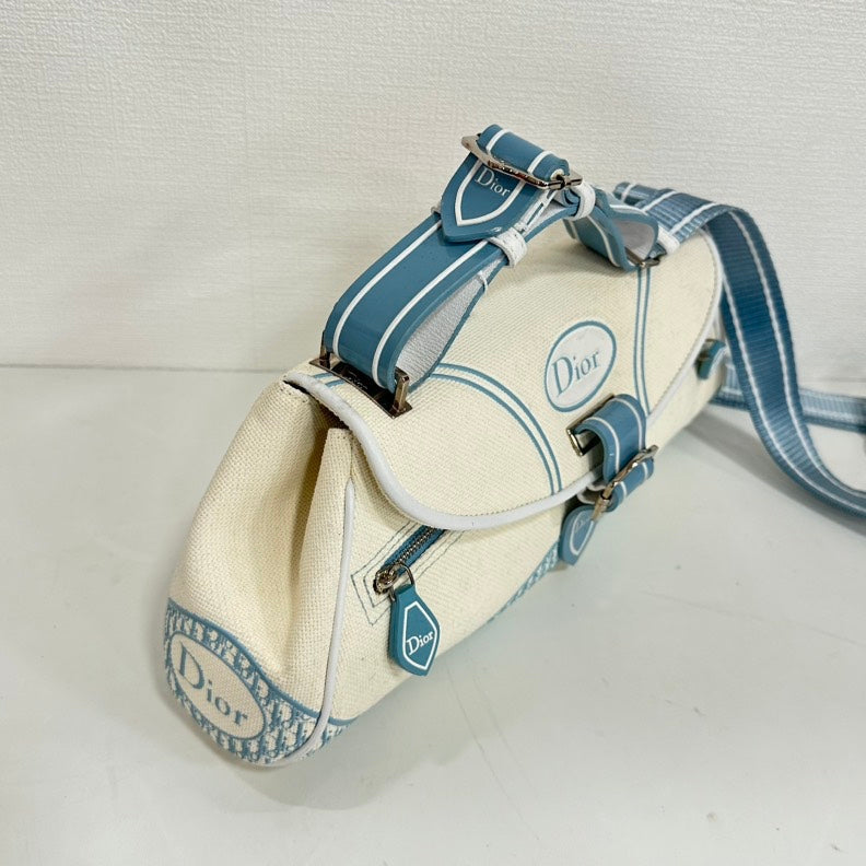 Dior Canvas Crossbody White and Blue Medium
