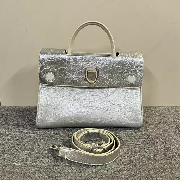 Dior Diorama Silver Leather Structured Handbag Medium