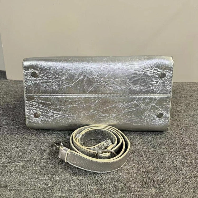 Dior Diorama Silver Leather Structured Handbag Medium