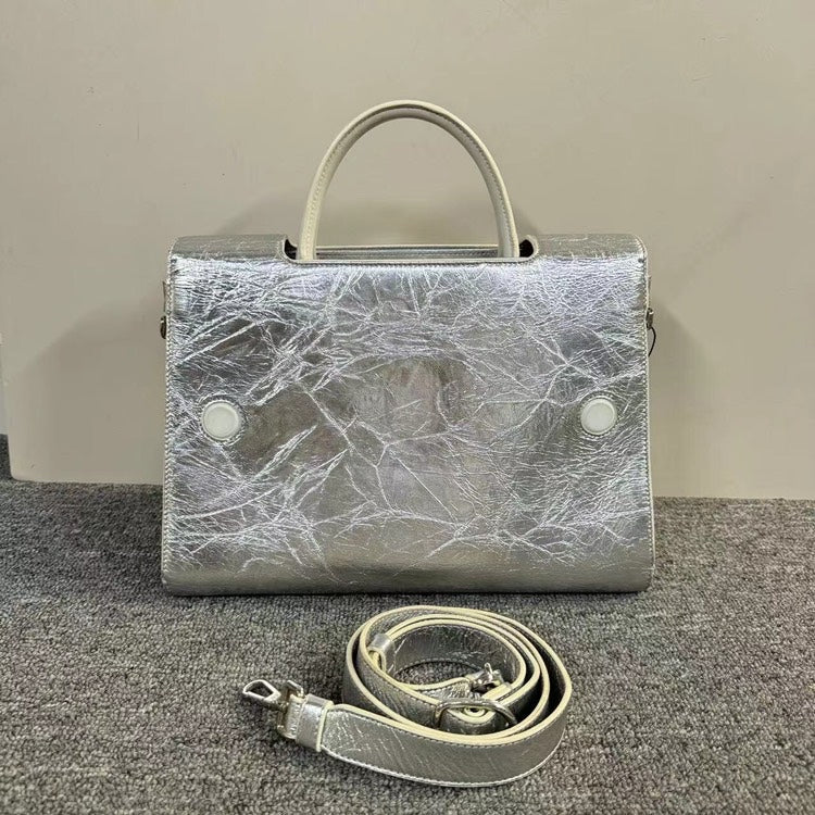 Dior Diorama Silver Leather Structured Handbag Medium