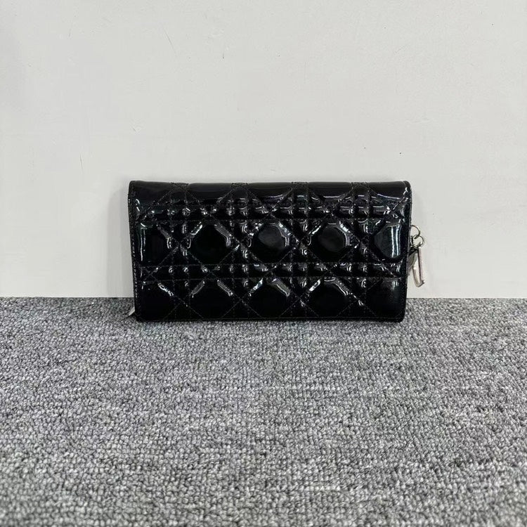 Dior Black Patent Wallet On Chain WOC