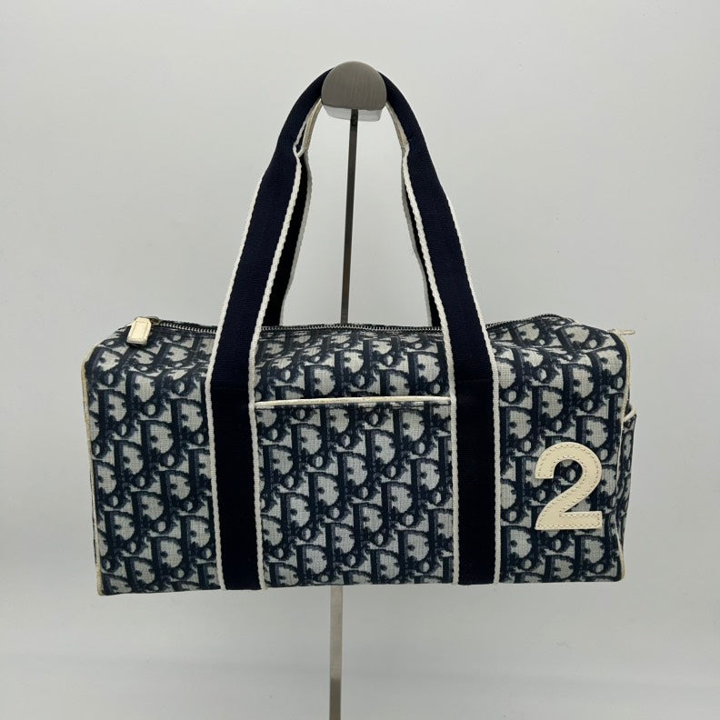 Dior Canvas Blue Grey Medium Size Shopper Tote Handbag