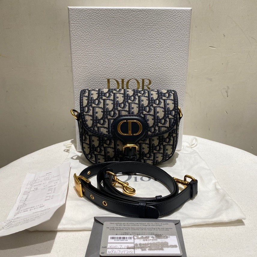 Dior Bobby Navy Monogram Canvas Crossbody Bag Medium