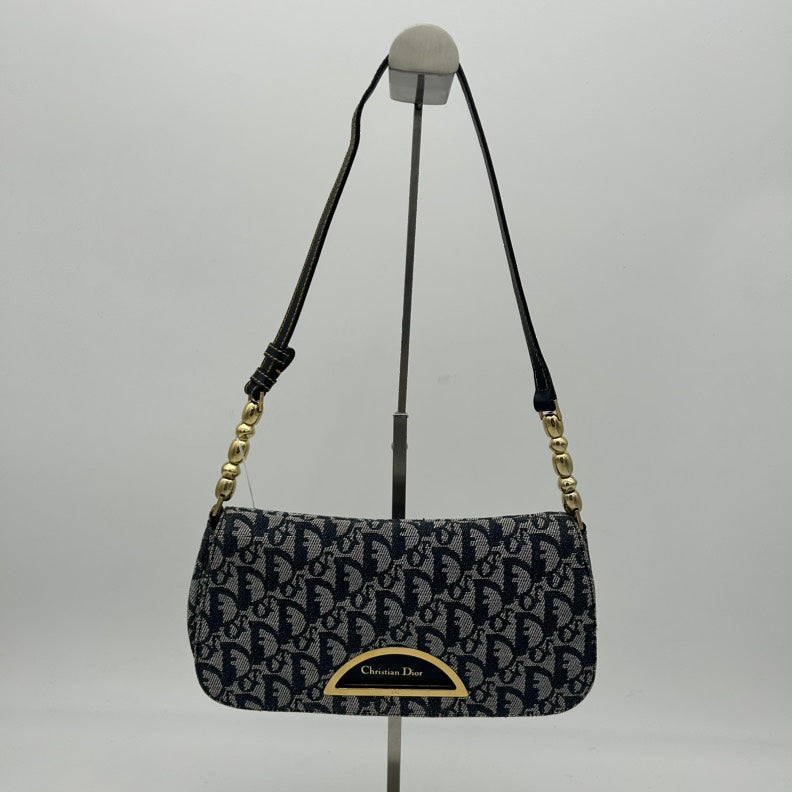 Dior Canvas Shoulder Bag Blue Small Adjustable Strap