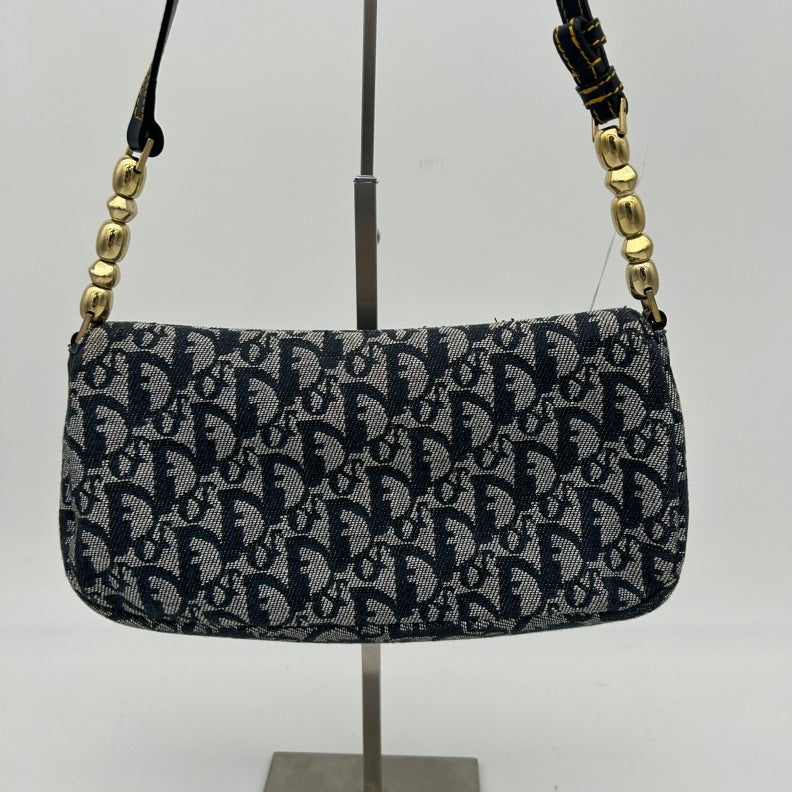 Dior Canvas Shoulder Bag Blue Small Adjustable Strap