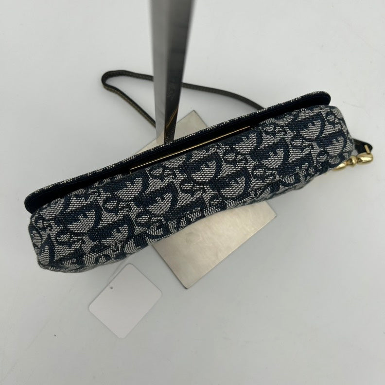 Dior Canvas Shoulder Bag Blue Small Adjustable Strap