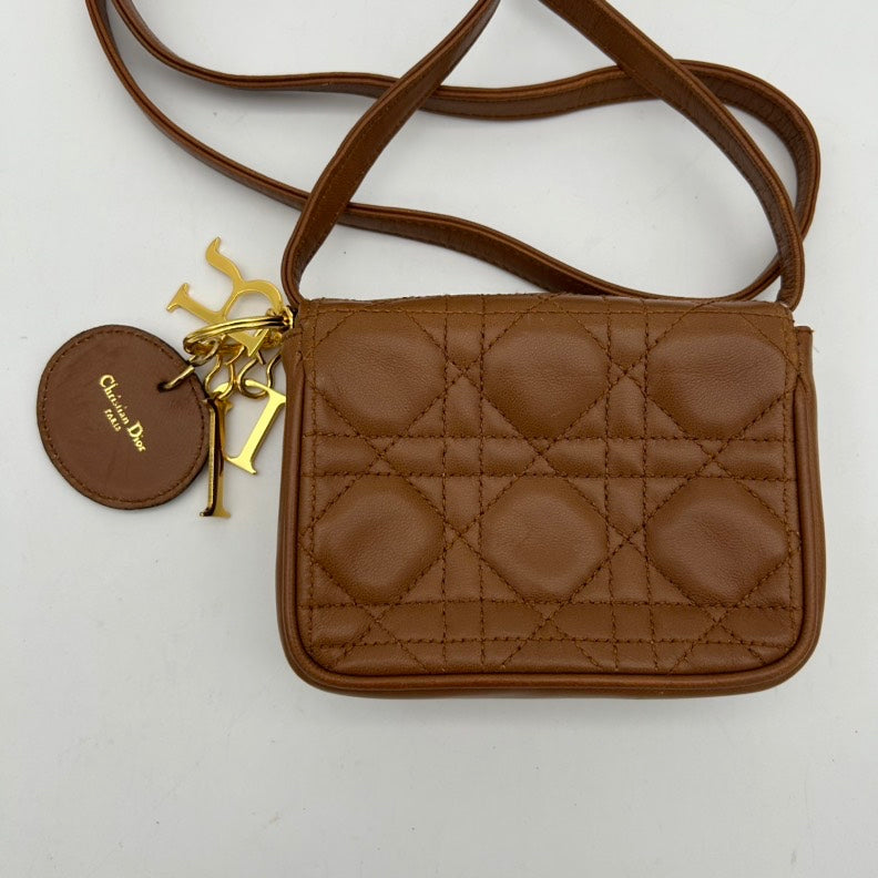 Dior Brown Leather Quilted Crossbody Bag Medium