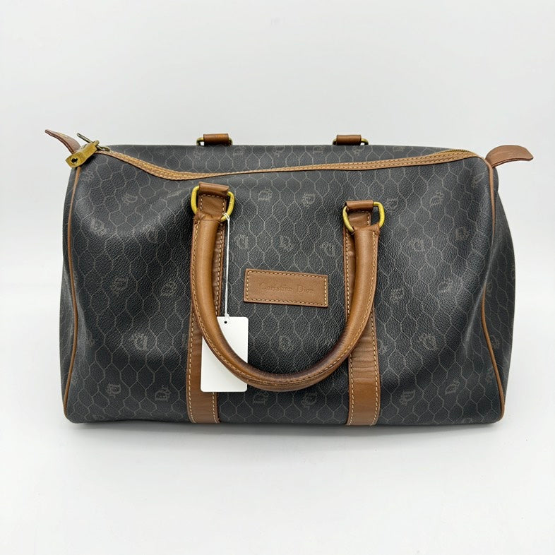 Dior Black Brown Leather Travel Bag Large