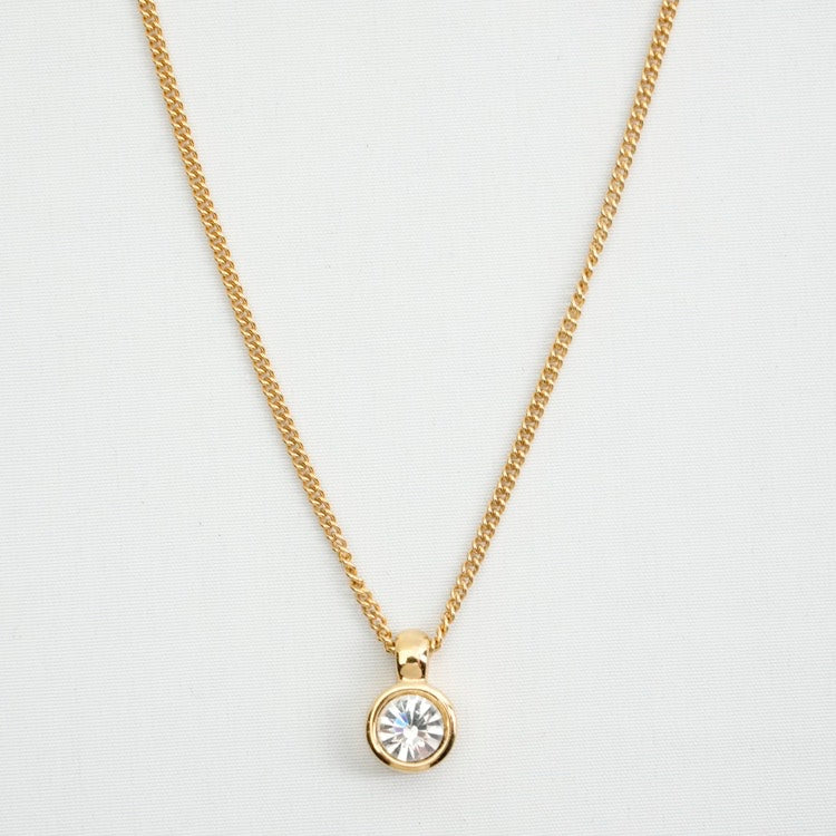 Dior Gold Round Circle Rhinestone Pendant Necklace