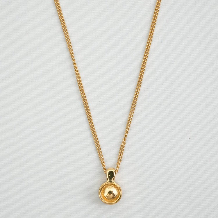 Dior Gold Round Circle Rhinestone Pendant Necklace