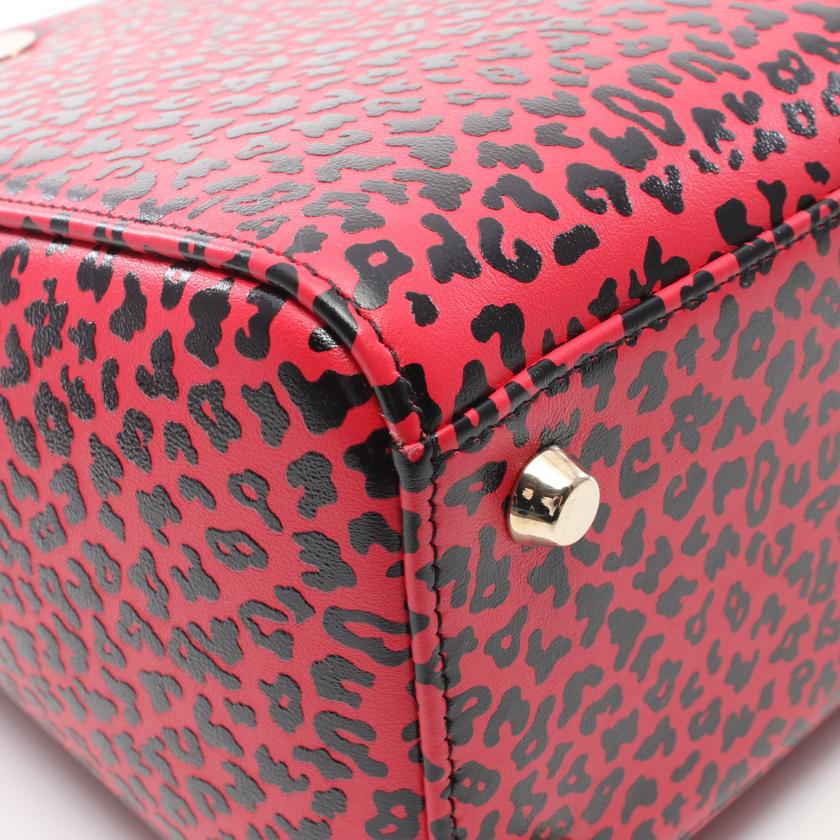 Christian Dior Lady Dior Leopard Leather Handbag Pink Red Black 2WAY