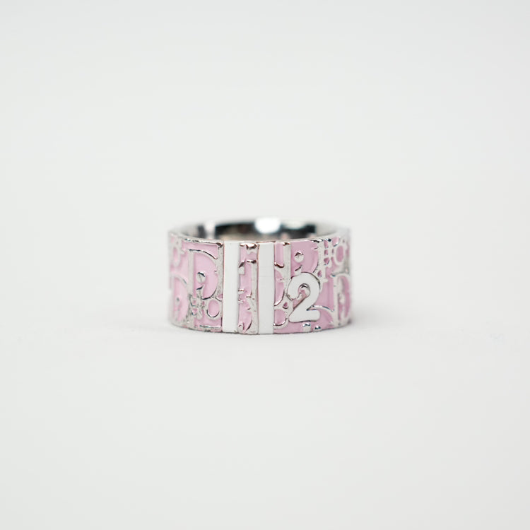 Christian Dior Trotter Pink Silver Ring Size 52