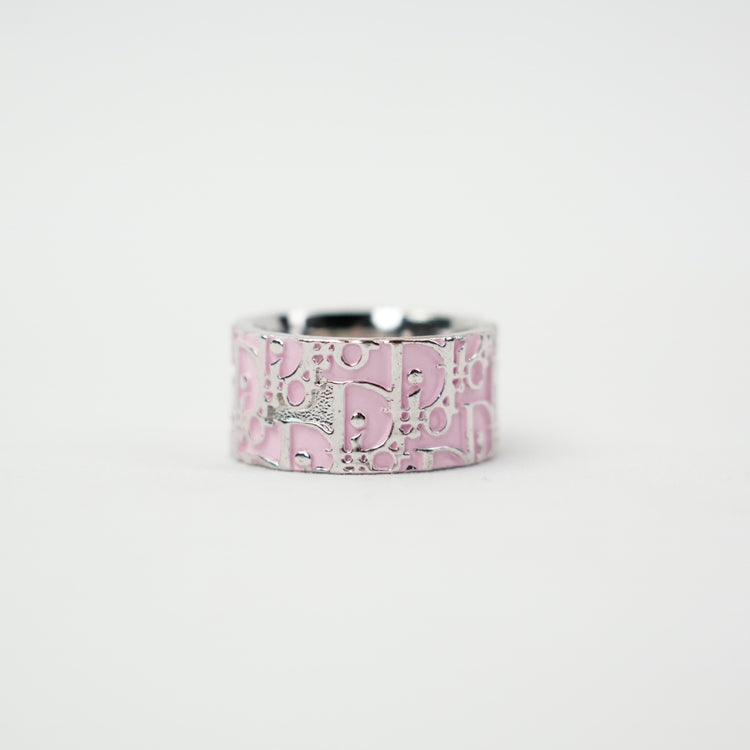 Christian Dior Trotter Pink Silver Ring Size 52