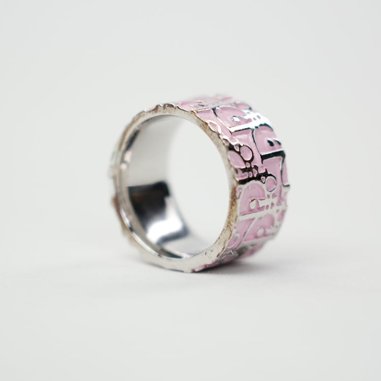 Christian Dior Trotter Pink Silver Ring Size 52