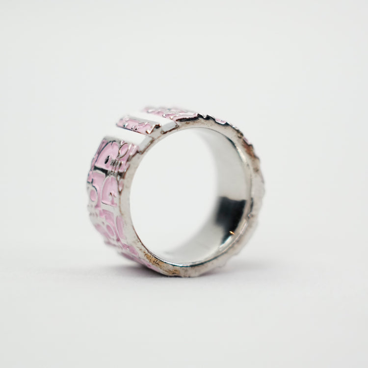 Christian Dior Trotter Pink Silver Ring Size 52