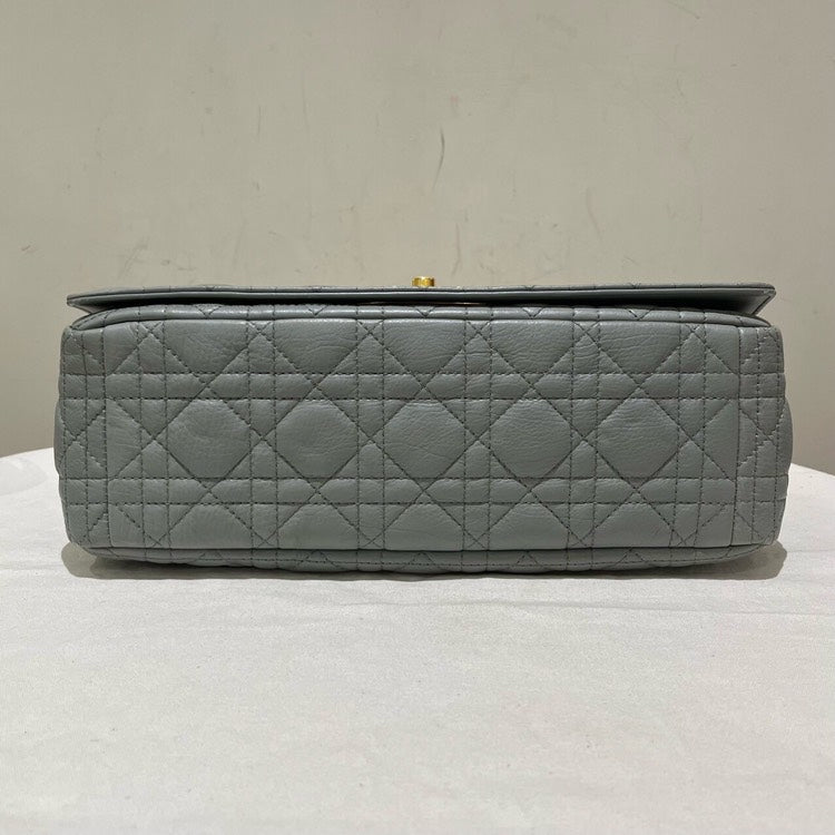 Dior Caro Gray Quilted Leather Chain Shoulder Bag Medium