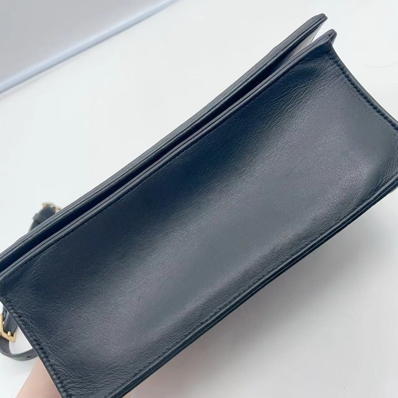 Dior Diorama Black Leather Stud Chain Bag Medium