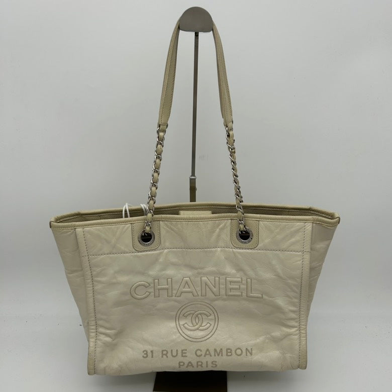 Chanel Beige Leather Shoulder Bag Medium