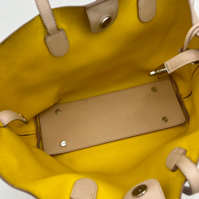 Dior Beige Leather Shoulder Bag with Matching Pouch Medium Size