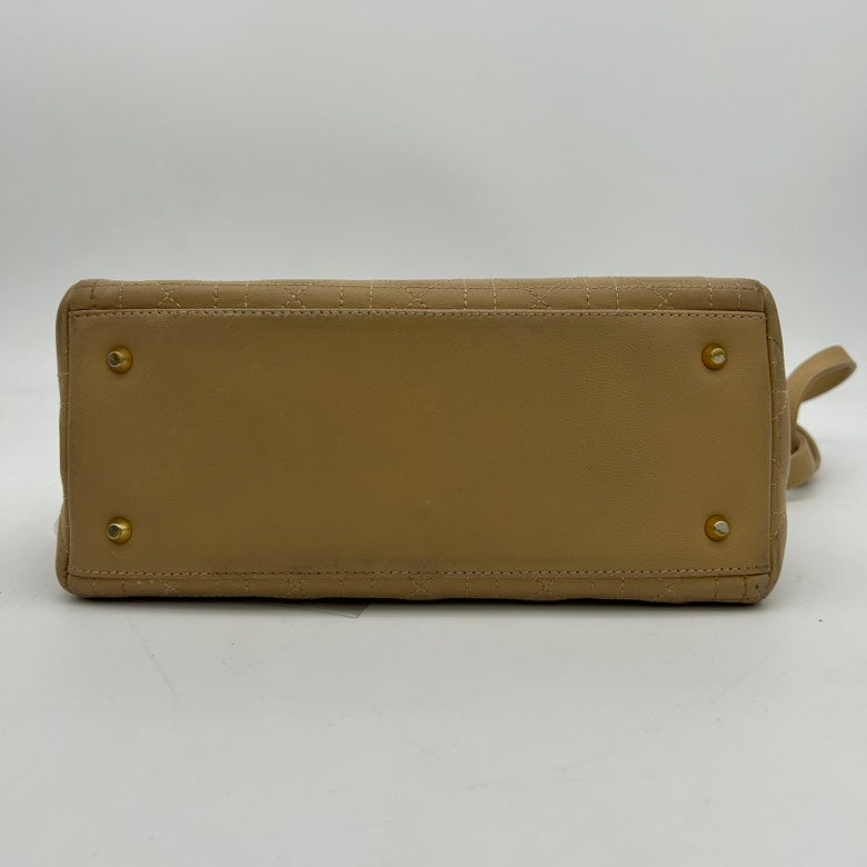 Christian Dior Leather 2-Way Beige Bag With Gold Hardware Medium