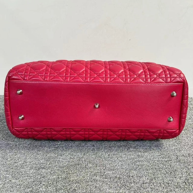 Dior Cannage Red Leather Chain Tote Bag Medium