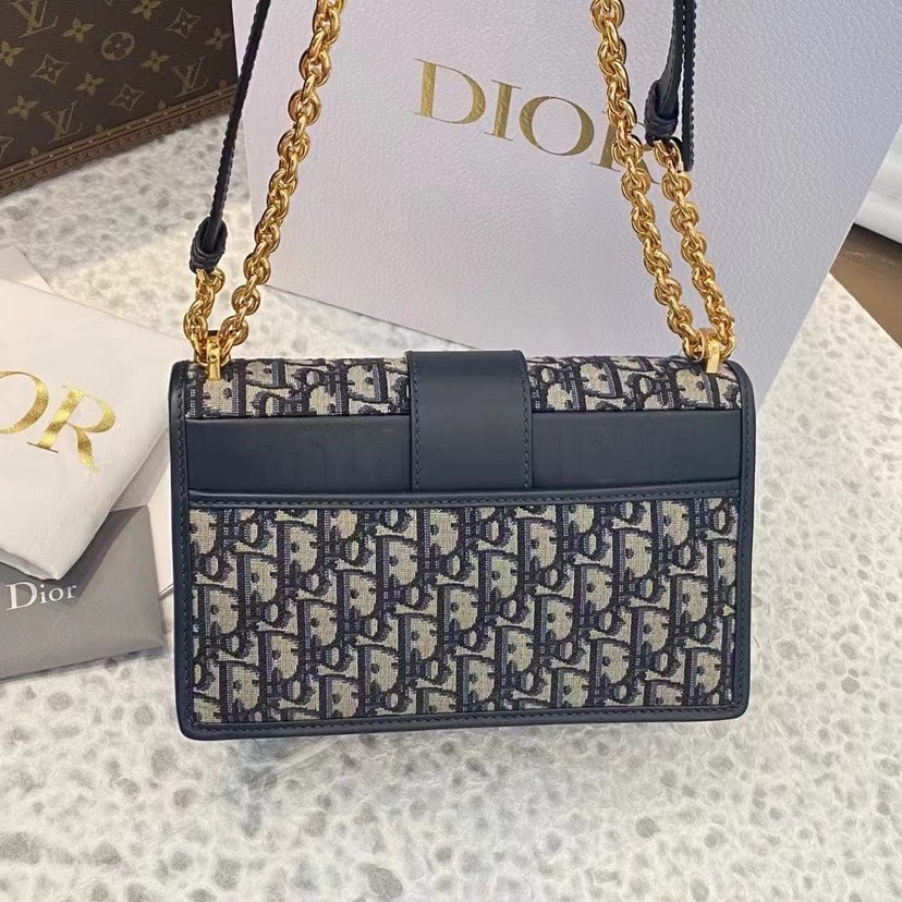 Christian Dior Montaigne Canvas Shoulder Bag in Black Canvas