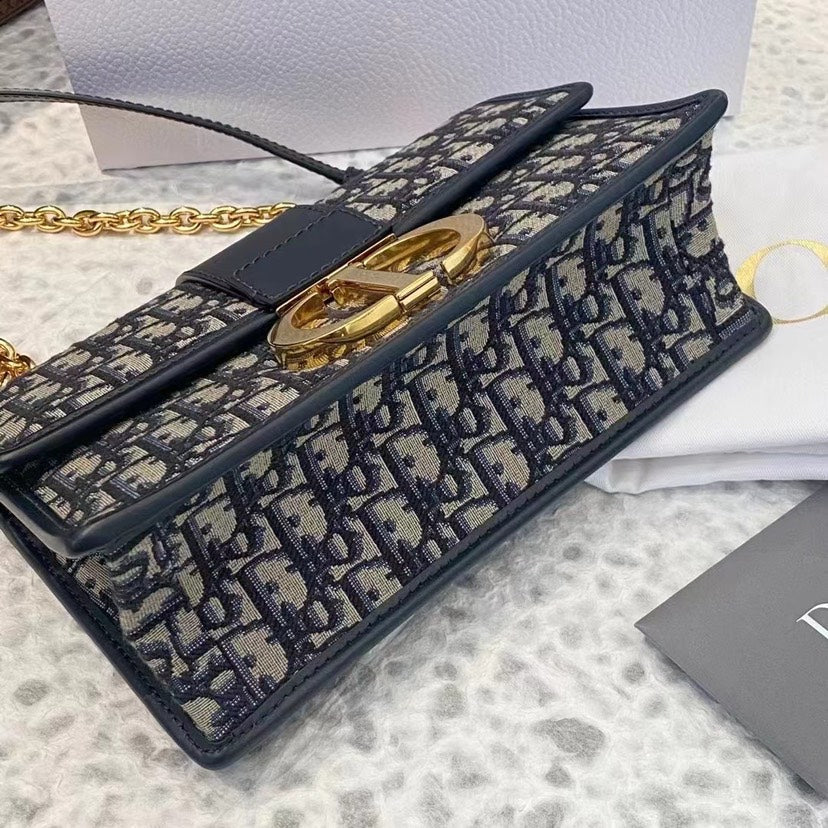 Christian Dior Montaigne Canvas Shoulder Bag in Black Canvas