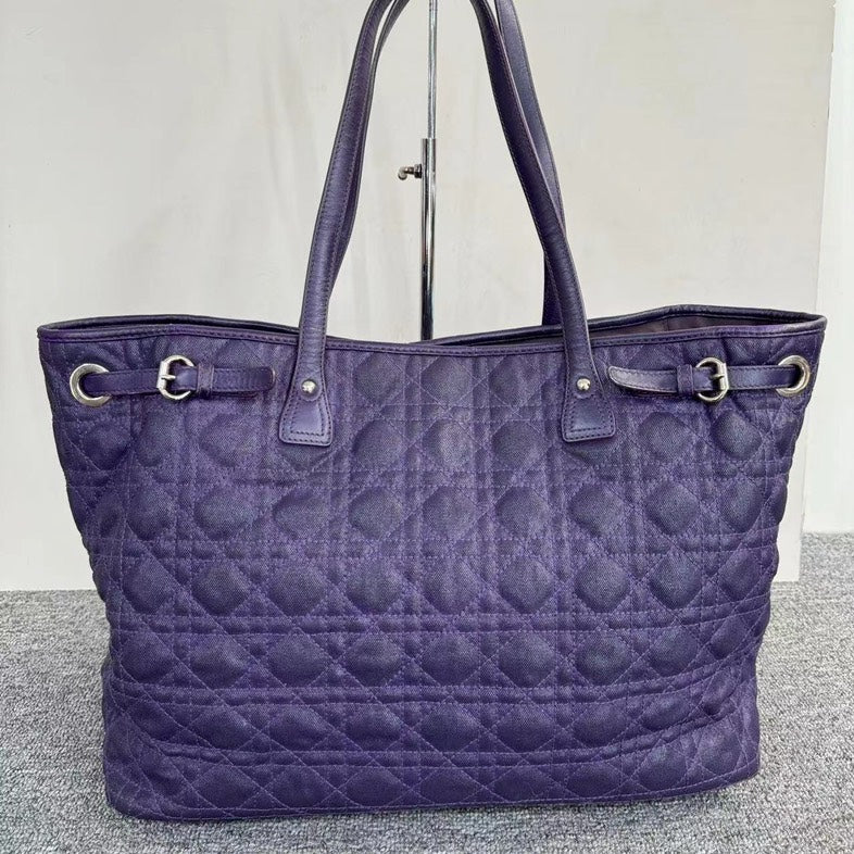 Dior Cannage Purple Leather Tote Bag Large