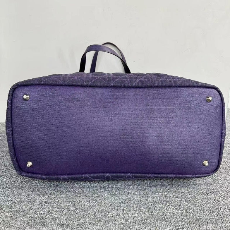 Dior Cannage Purple Leather Tote Bag Large