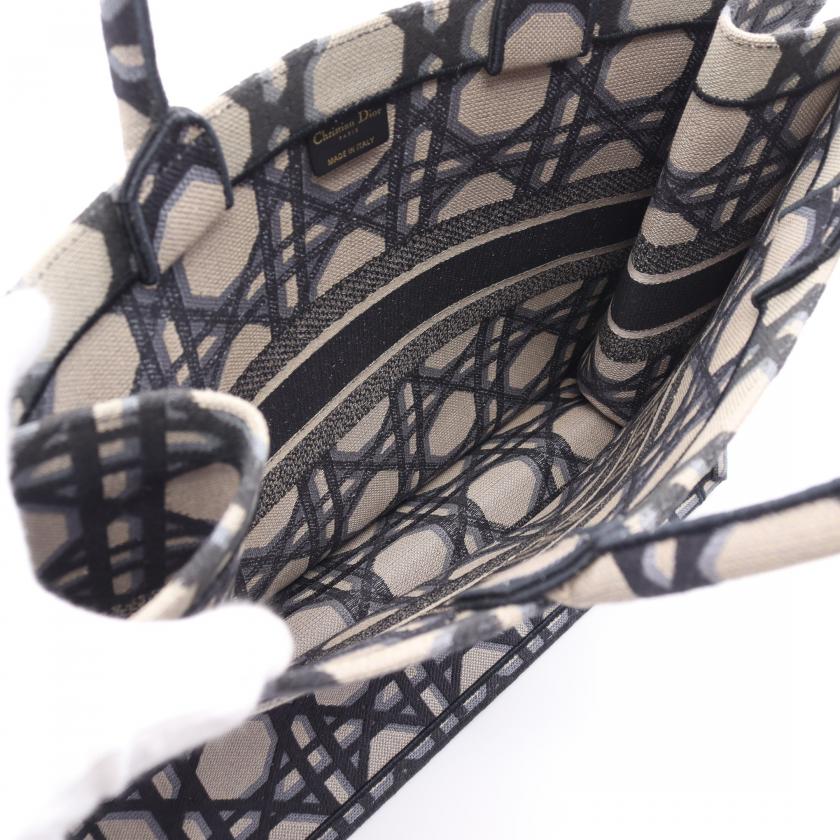 Christian Dior Book Tote Navy Beige Canvas Large Handbag