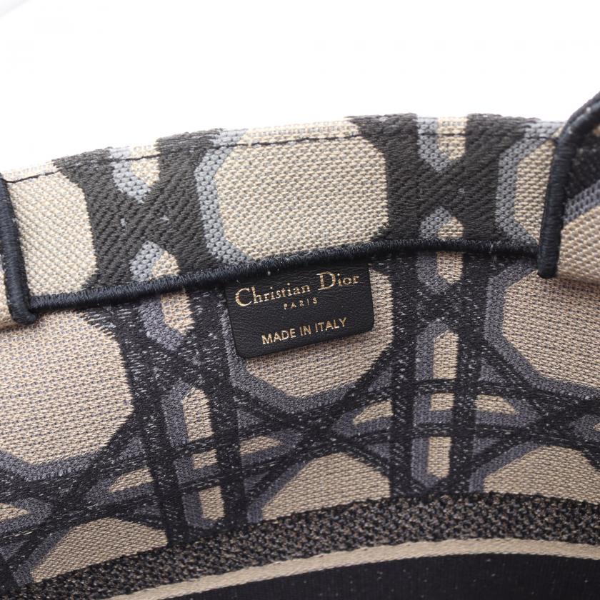 Christian Dior Book Tote Navy Beige Canvas Large Handbag