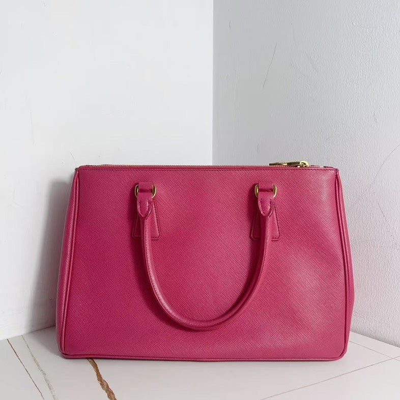 Prada Galleria Hot Pink Textured Calfskin Handbag Crossbody