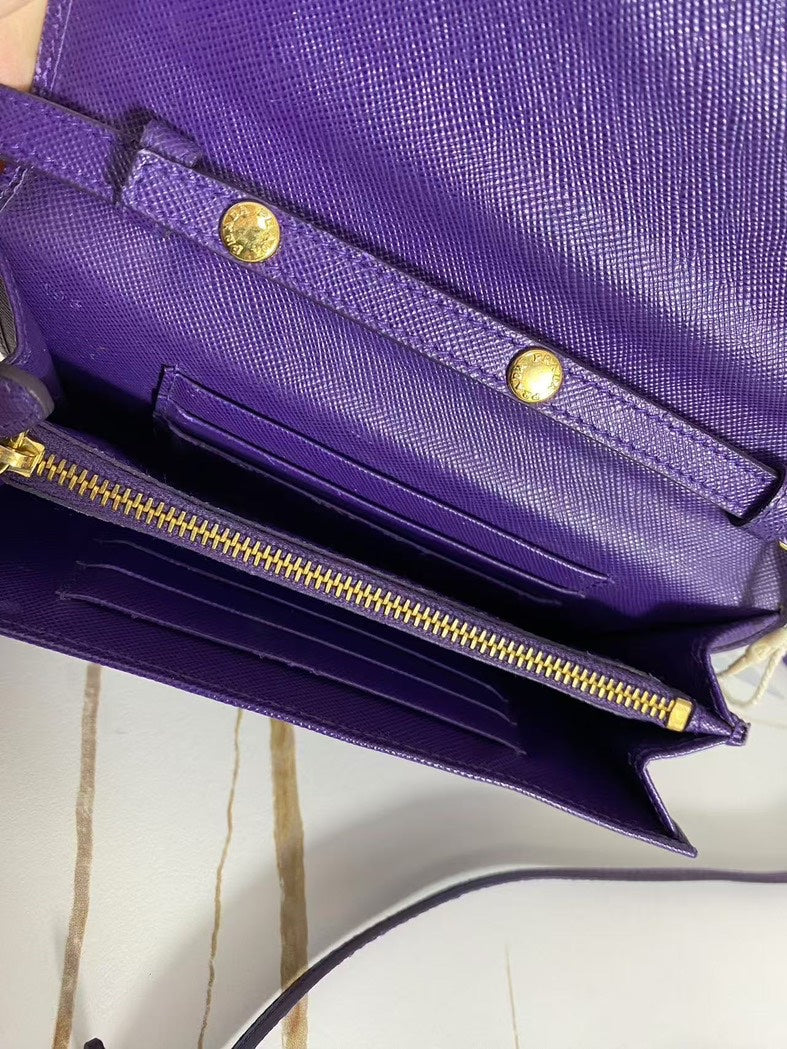 Prada Purple Pebbled Calfskin Crossbody Bag