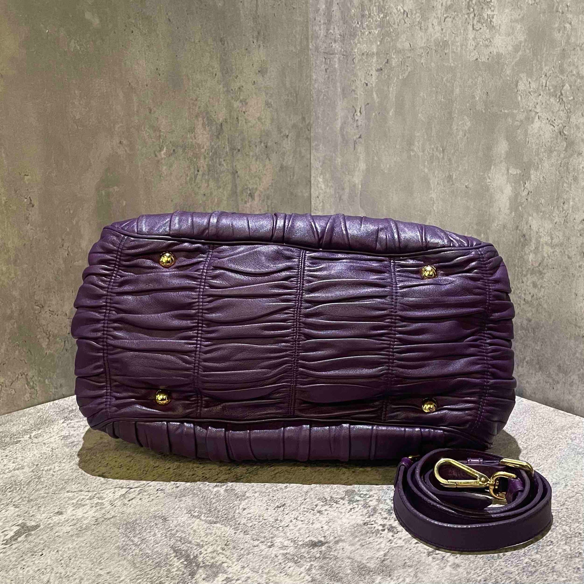 Prada Purple Nappa Gaufre Leather Tote Bag Large