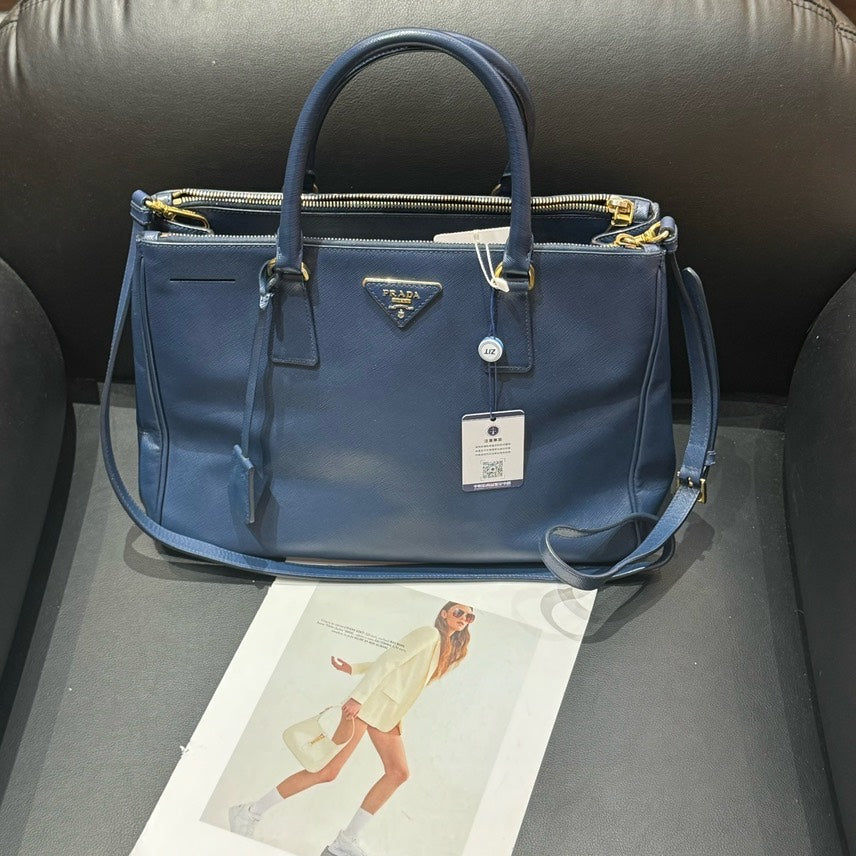 Prada Galleria Blue Leather Tote