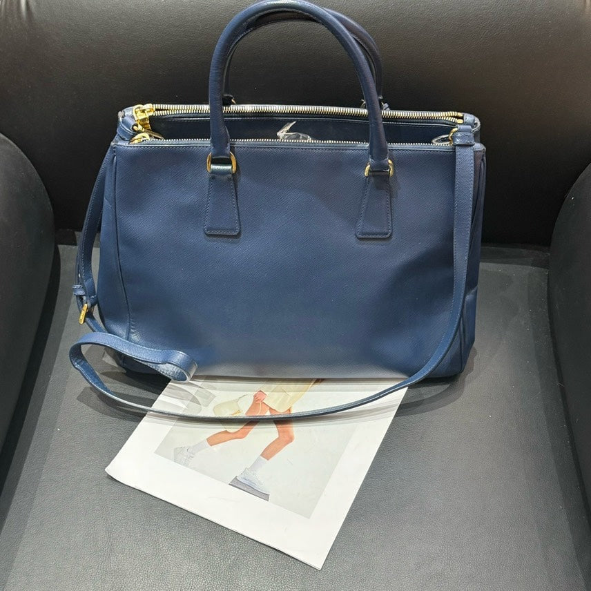 Prada Galleria Blue Leather Tote