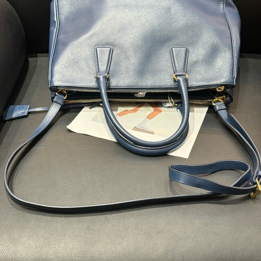 Prada Galleria Blue Leather Tote