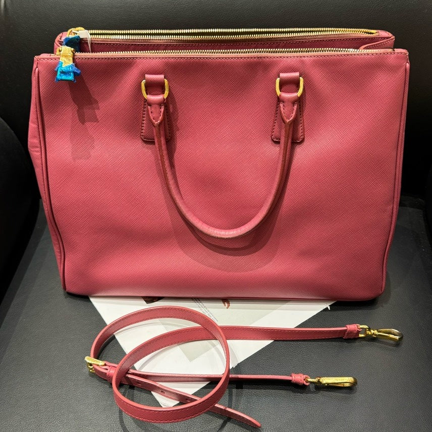 Prada Galleria Pink Leather Tote Bag