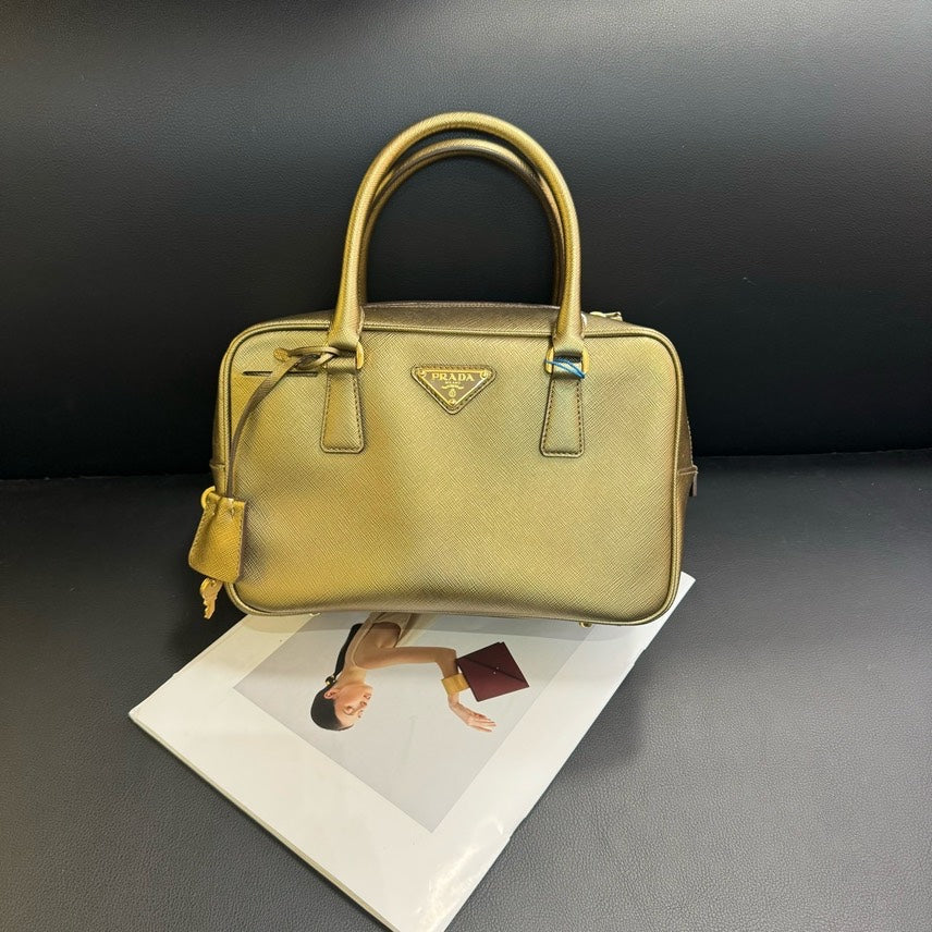 Prada Boston Metallic Gold Handbag