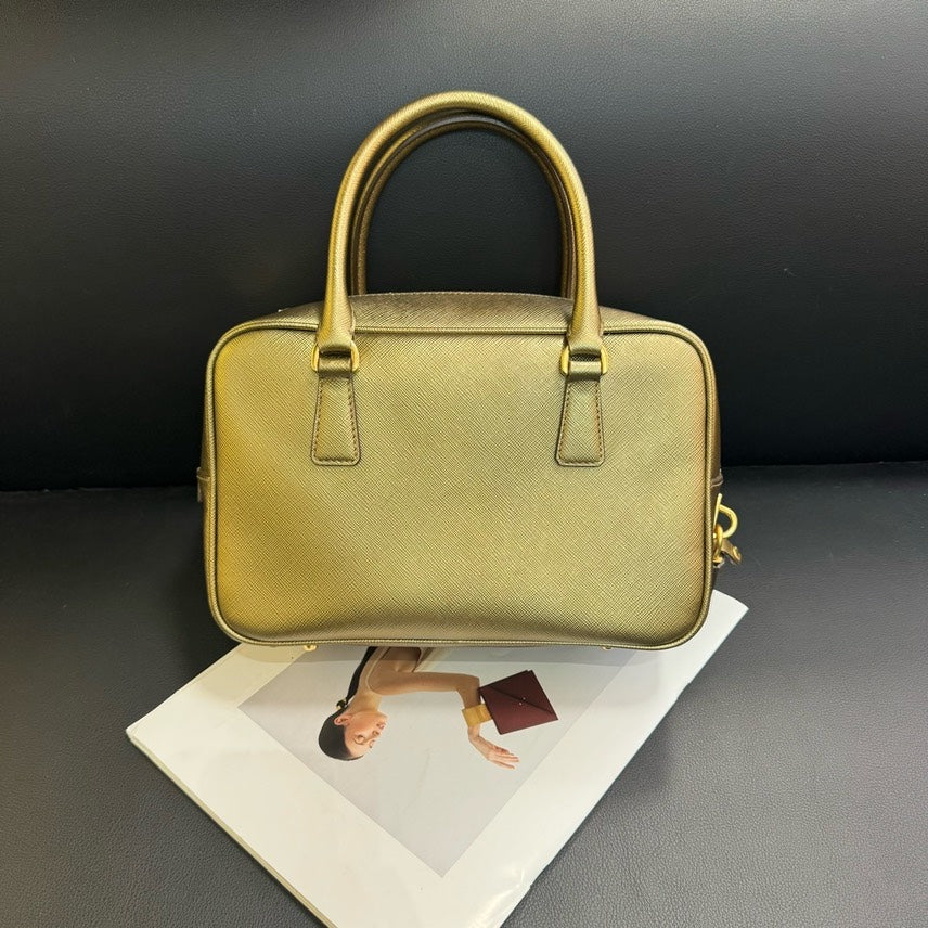 Prada Boston Metallic Gold Handbag