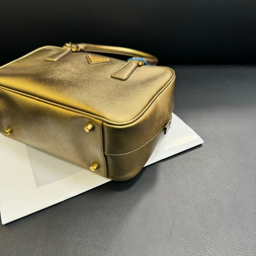 Prada Boston Metallic Gold Handbag