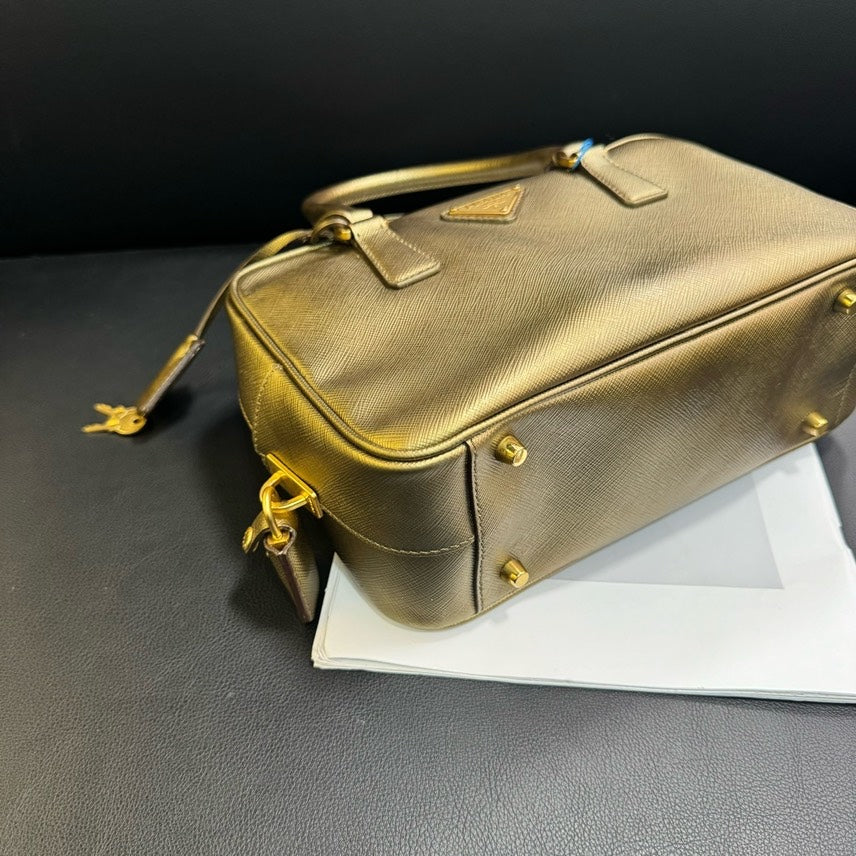 Prada Boston Metallic Gold Handbag