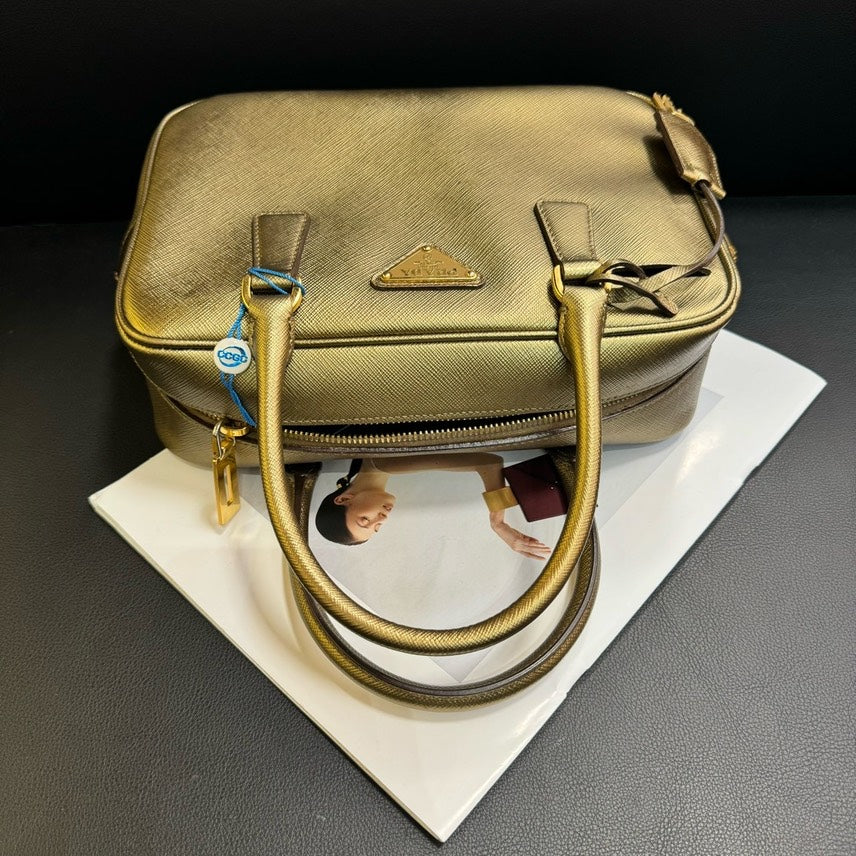 Prada Boston Metallic Gold Handbag