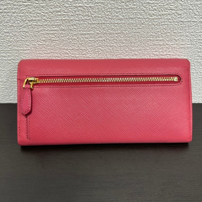 Pre-loved Prada Bow Wallet Pink Saffiano Leather