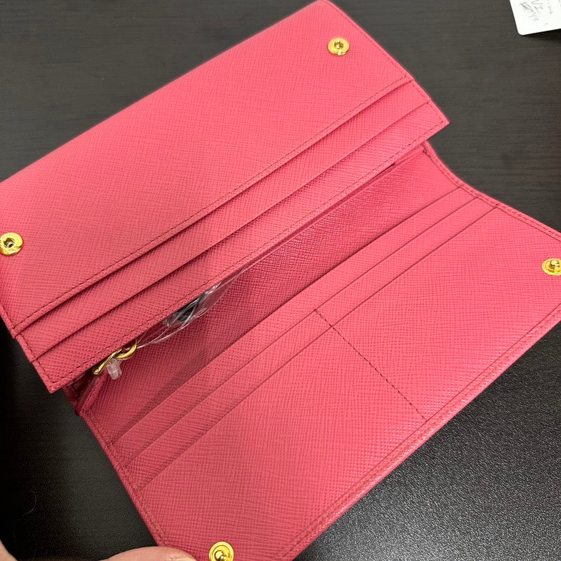 Pre-loved Prada Bow Wallet Pink Saffiano Leather