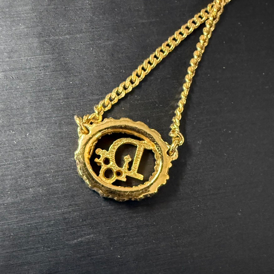 Dior Rhinestone Gold Necklace Preloved 39-44cm