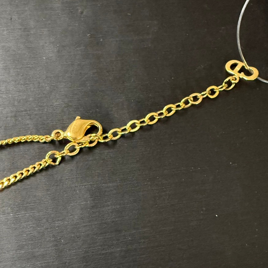 Dior Rhinestone Gold Necklace Preloved 39-44cm