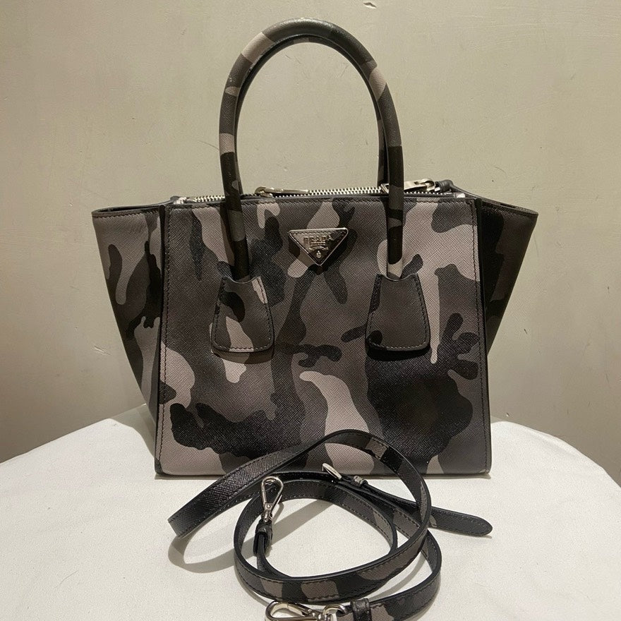 Preloved Prada Camouflage Print Small Satchel Bag - Camouflage Canvas