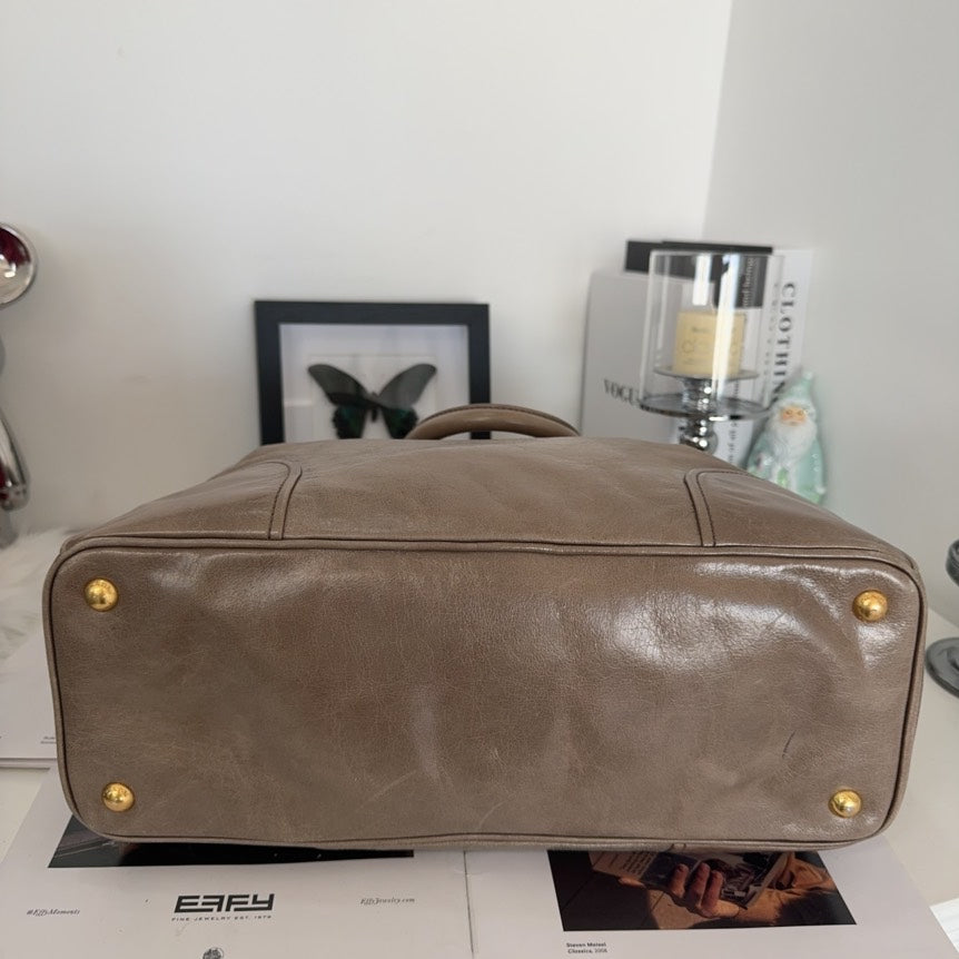 Prada Vitello Daino Brown Leather Tote Bag